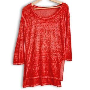 WE THE FREE | Sun Burnout Semisheer Scoop Neck Long T-Shirt Tunic Tee Red Sz XS